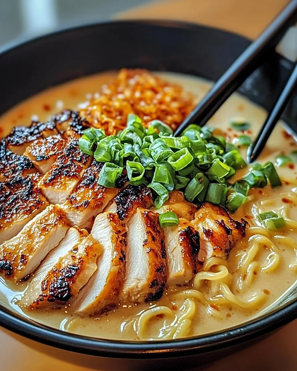 Blazing Hot Chicken Ramen with Velvety Garlic Drizzle