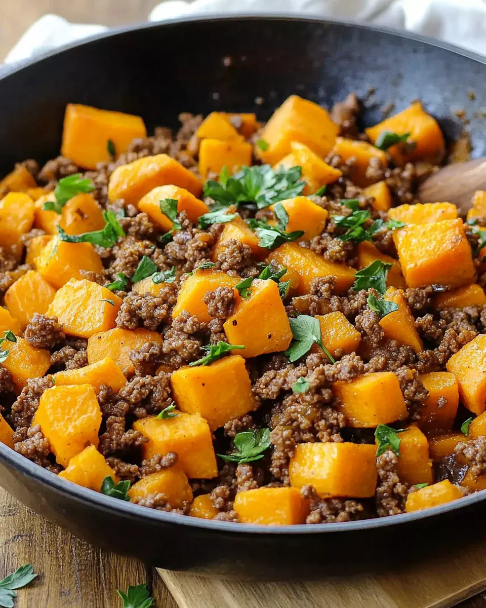 One-Pan Wonder: Ground Beef and Sweet Potatoes Skillet