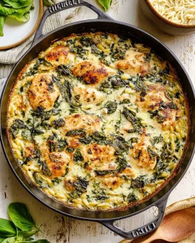 Creamy Ricotta Chicken Orzo Skillet is a must-try dish!