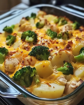 Cheesy Chicken Broccoli Potato Casserole is delicious!