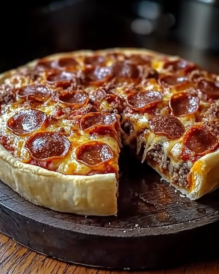 Hearty Deep-Dish Pizza Pie – A Comforting Classic in Every Bite