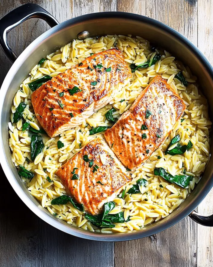 One-Pan Lemon Garlic Salmon and Orzo is a must-try!