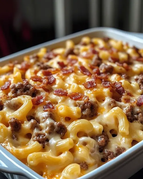 Baked Bacon Cheeseburger Mac and Cheese Recipe delights all!