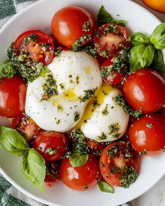 Burrata Caprese salad is a delicious summer delight.