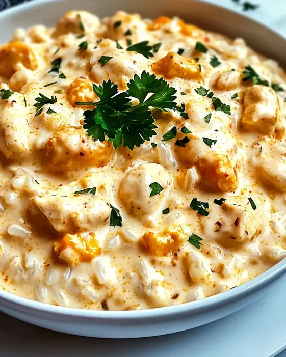 Creamy Chicken and Rice is a comforting family favorite.