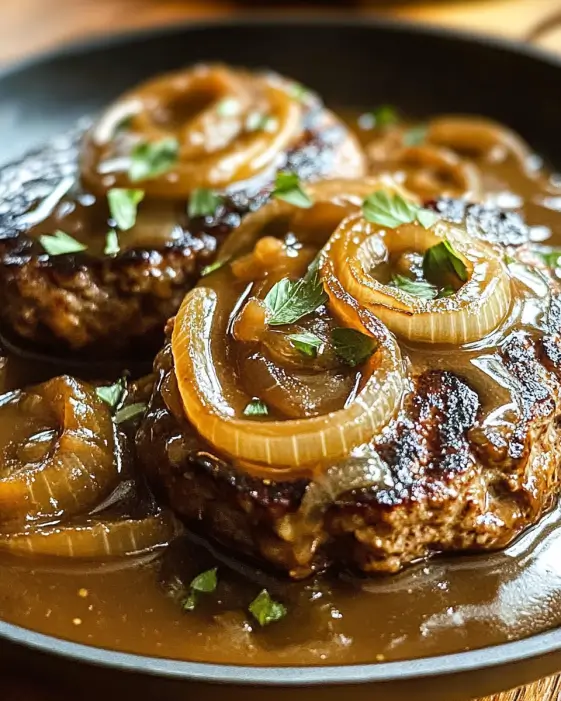 Hamburger Steak with Onions and Gravy is Delicious!