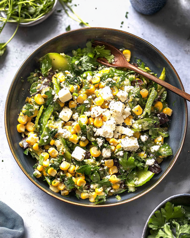 Shishito Corn Salad with Feta is a must-try dish!