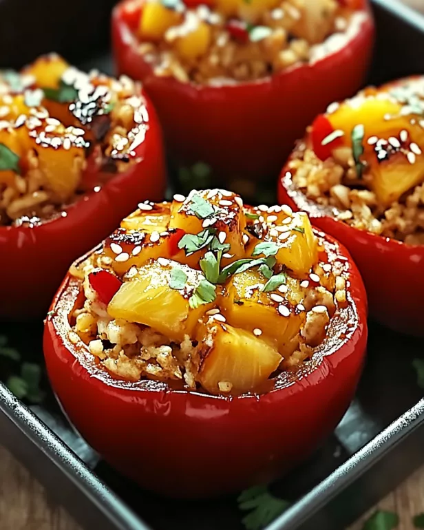 Teriyaki Pineapple Chicken Stuffed Peppers Recipe delights!