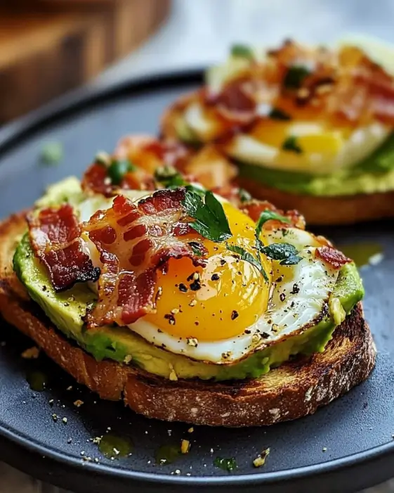 Avocado Bacon and Egg Toasts make a perfect breakfast!