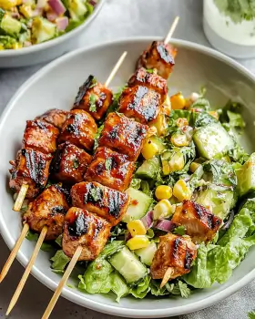 BBQ Chicken Skewer Salad: A Flavorful Summer Delight!