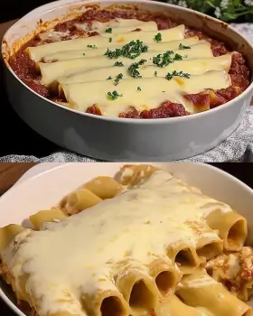 Baked Beef Cannelloni with Creamy Mozzarella Sauce delights with every bite!