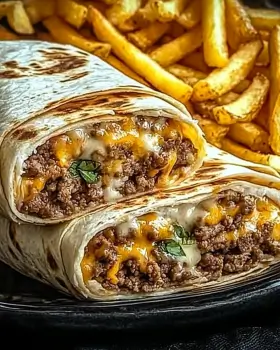 Cheesy Beef Burritos with Crispy Fries That Delight!