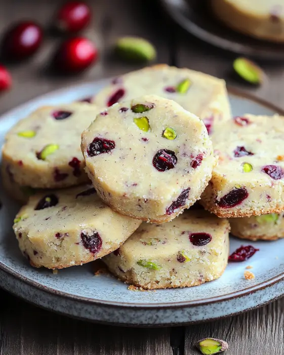 Cranberry Pistachio Shortbread Cookies are delightful treats.