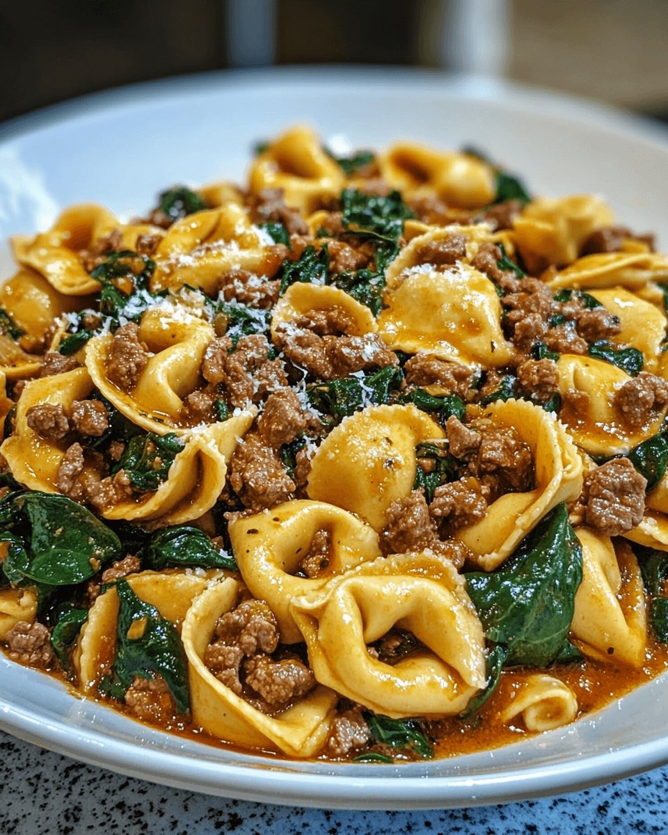 Garlic Butter Beef and Spinach Tortellini is Irresistible!