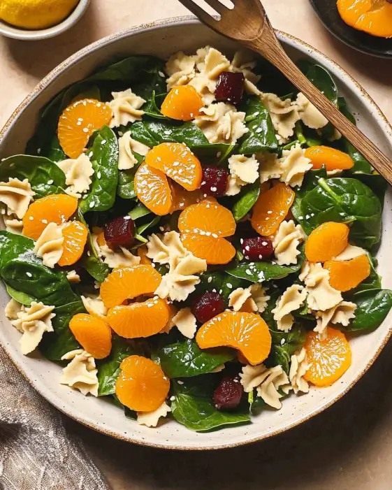 Mandarin Spinach Salad with Teriyaki Dressing delights your taste buds!