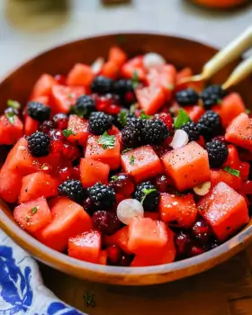 Watermelon Summer Berry Salad is a Must-Try Delight!