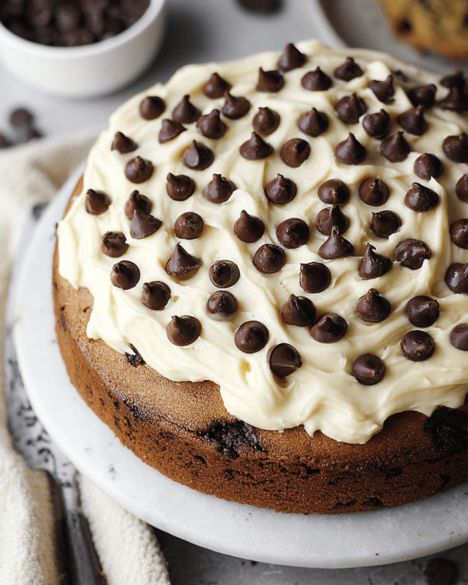 Chocolate Chip Cookie Cake with Cream Cheese Frosting for Easy Baking Delight