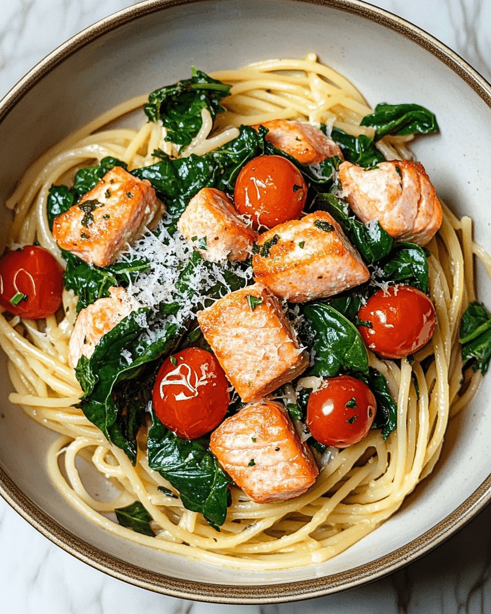 Tomato Spinach Salmon Pasta: A Savory Delight Recipe