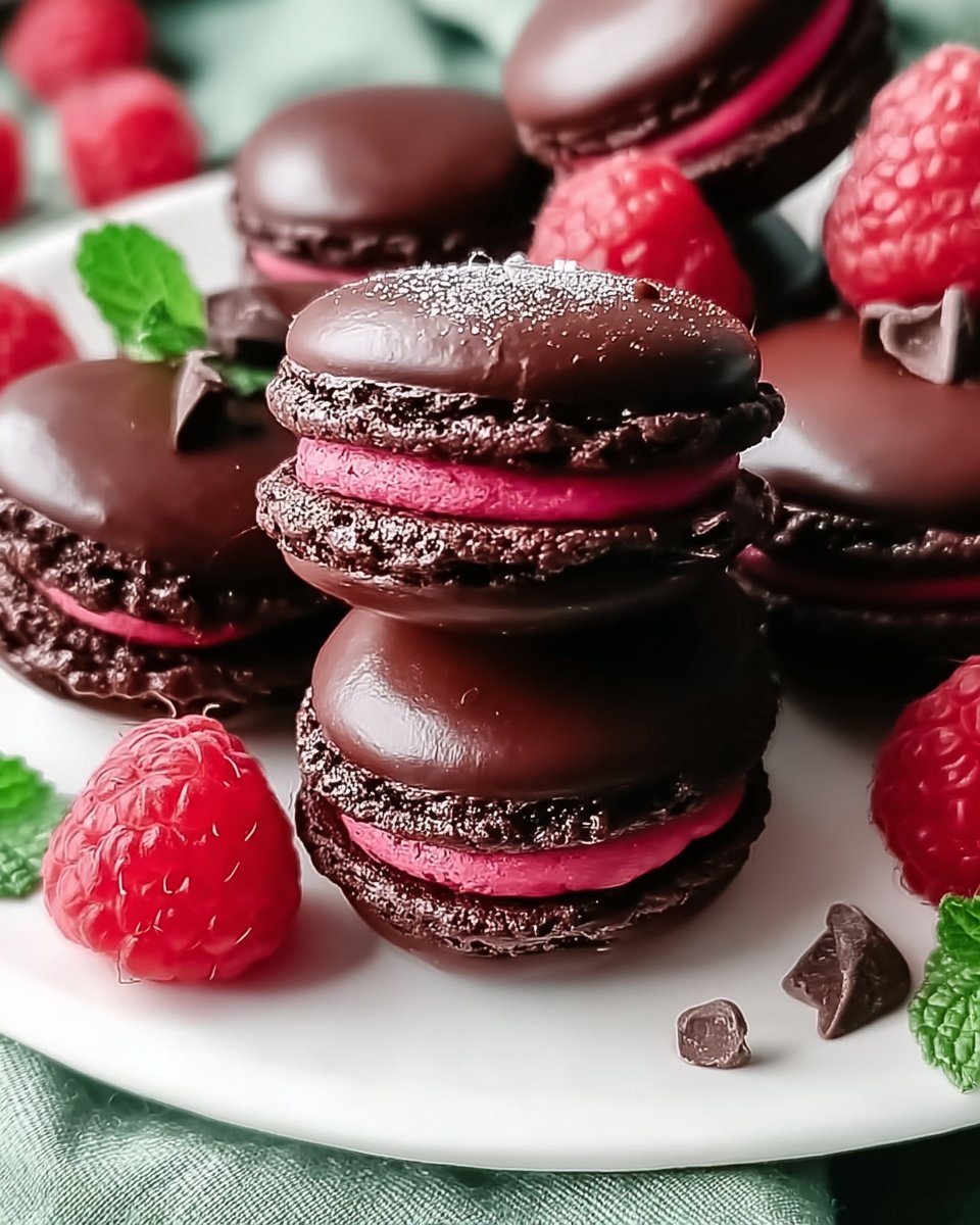 Delicious Dark Chocolate Raspberry Macarons Await You!