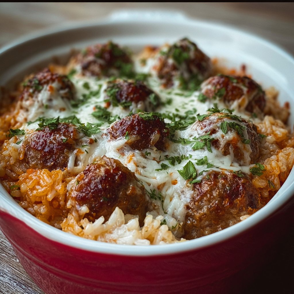 Cheesy Meatball Rice Casserole: A Delightful Family Meal