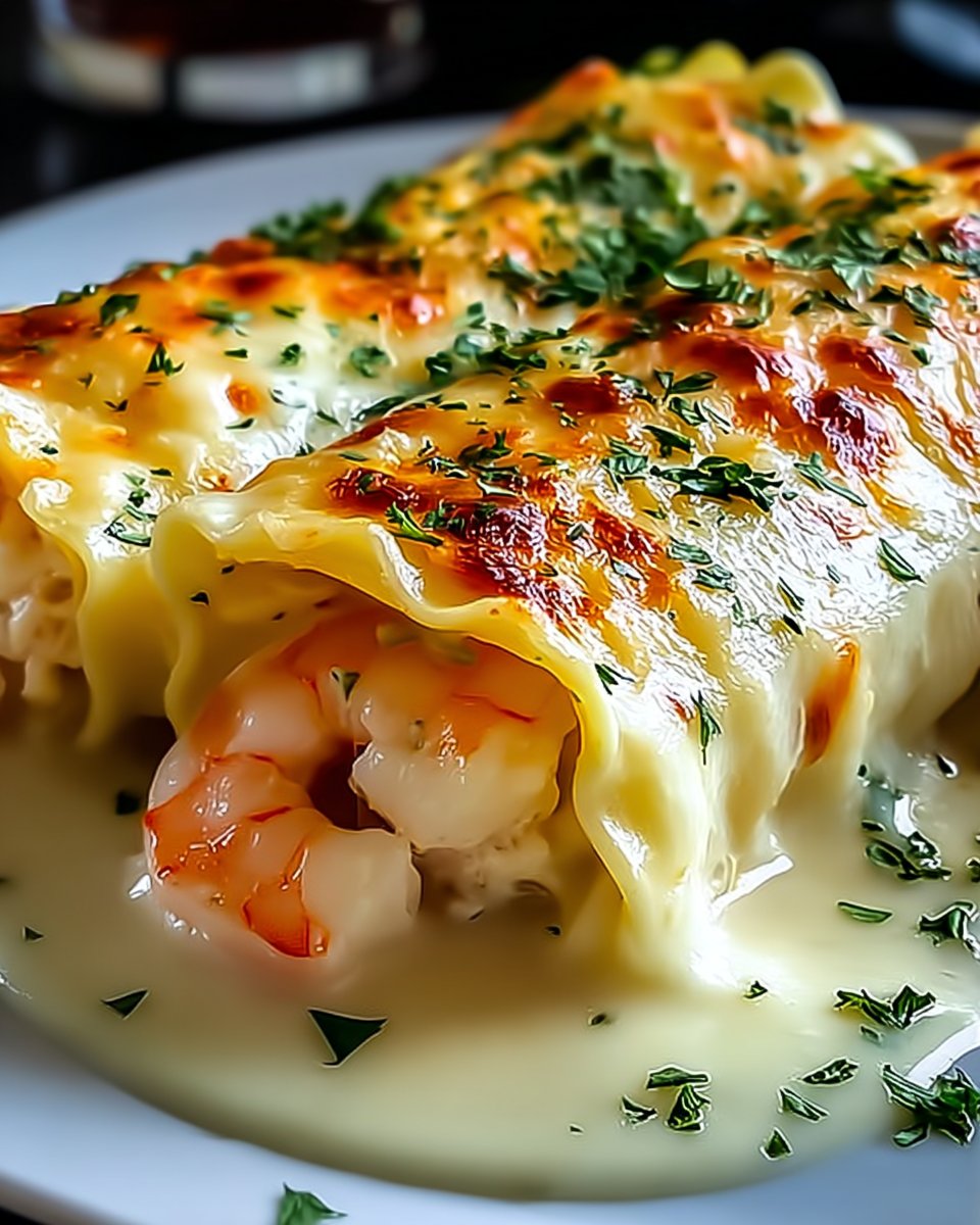 Indulgent Shrimp & Crab Alfredo Lasagna Roll-Ups Delight!