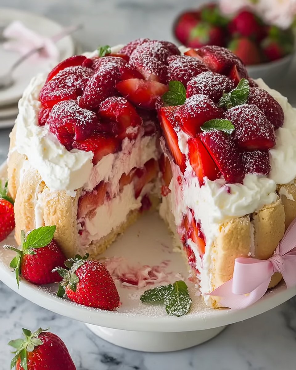 Elegant Strawberry Charlotte Cake: Indulge in This Delight!