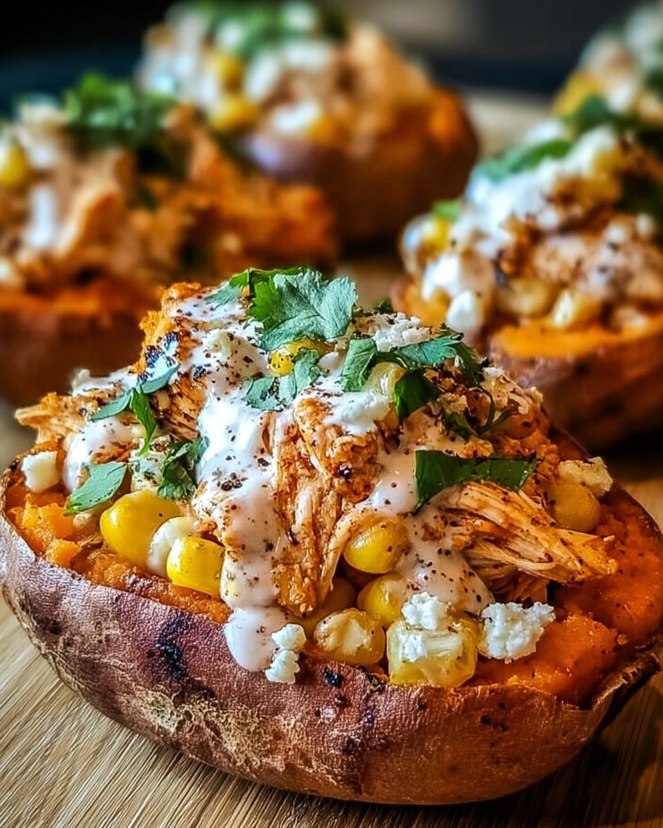 Street Corn Chicken Stuffed Sweet Potatoes will delight!