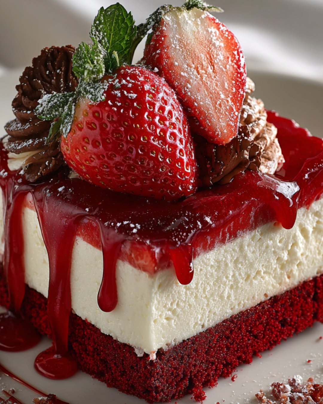 Red Velvet Strawberry Cheesecake Delight is Irresistible!