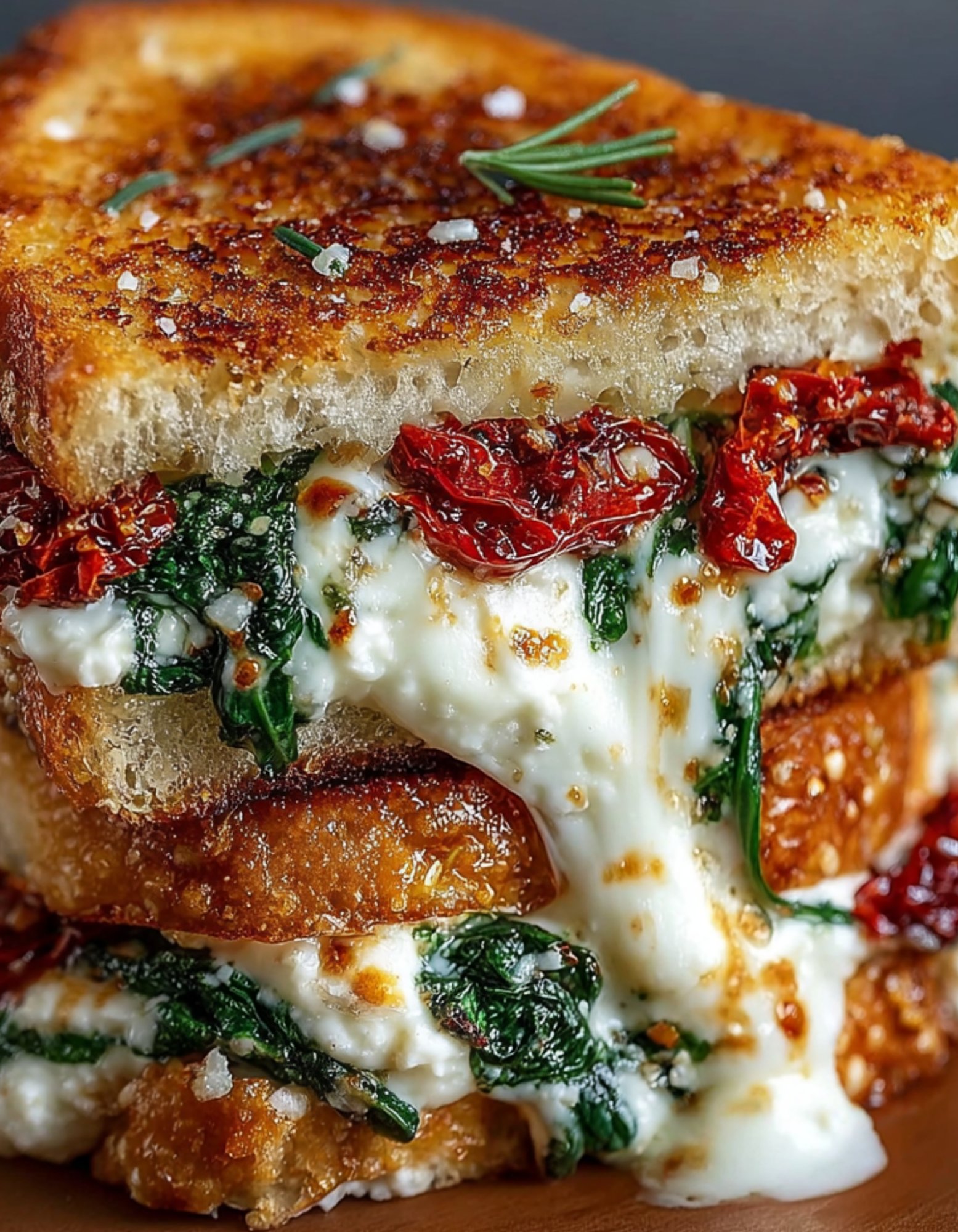 Sun Dried Tomato Spinach and Ricotta Grilled Cheese Delight!