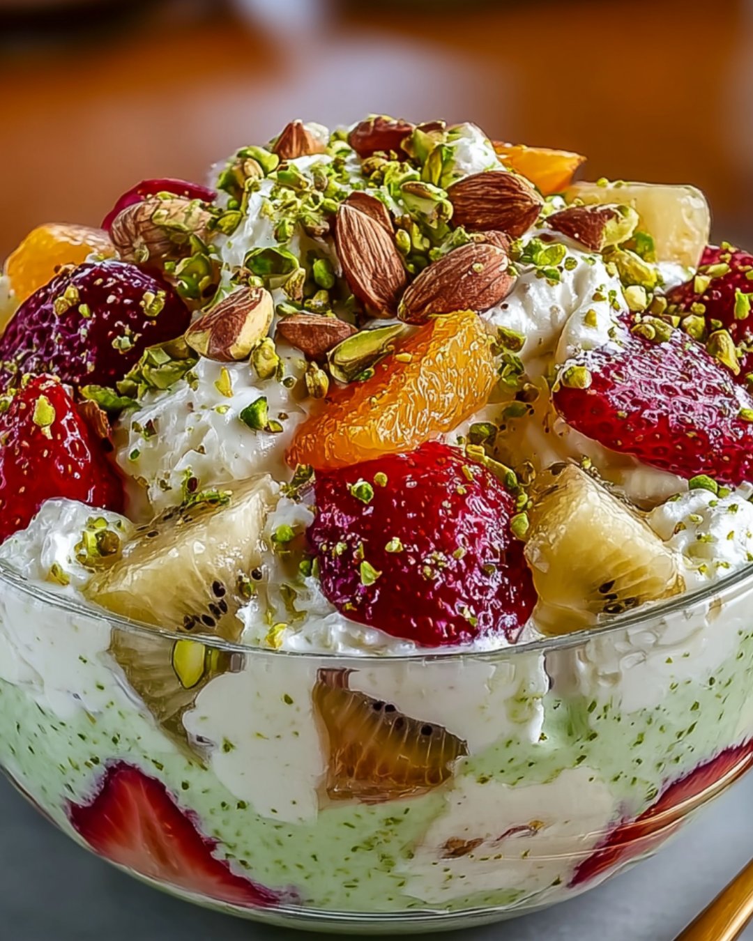 Watergate Fruit Salad with Pistachios Bliss delights your taste buds!