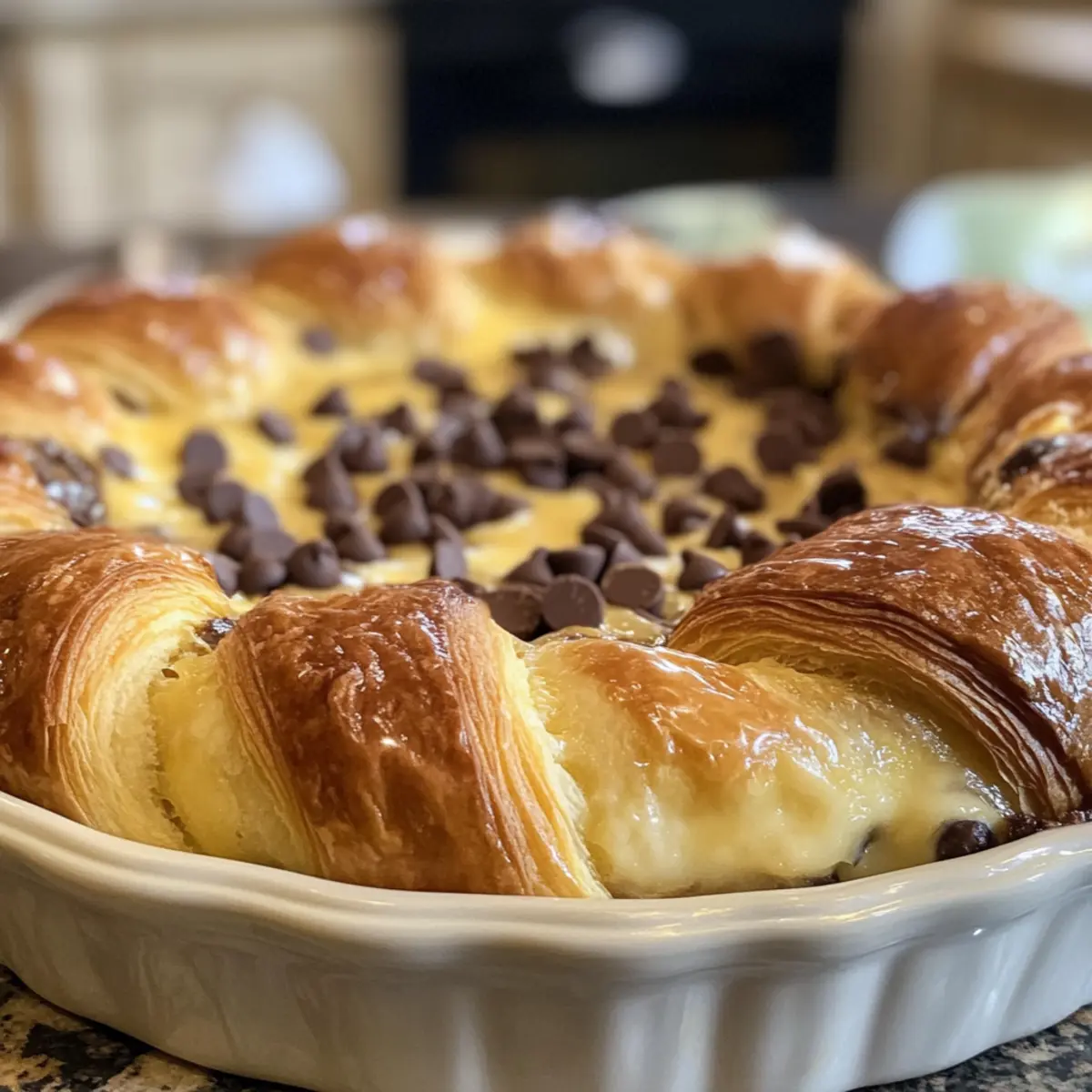 Warm and Indulgent Chocolate Croissant Breakfast Bake