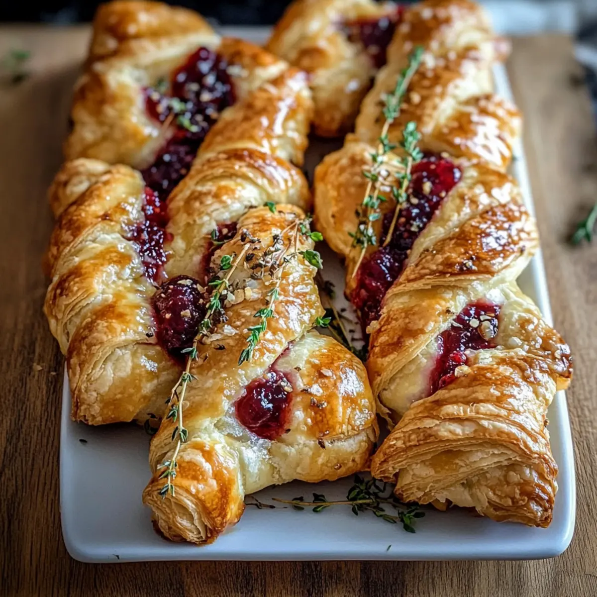 Cranberry Brie and Thyme Puff Pastry Twists