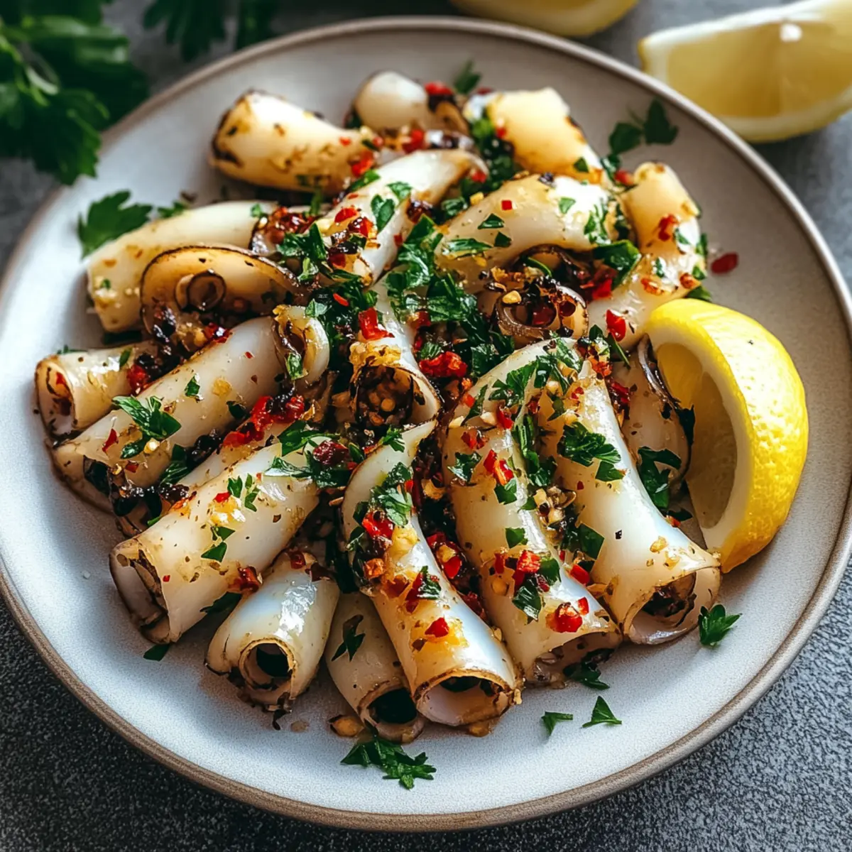 Grilled Garlic Chili Squid: A Zesty Mediterranean Treat