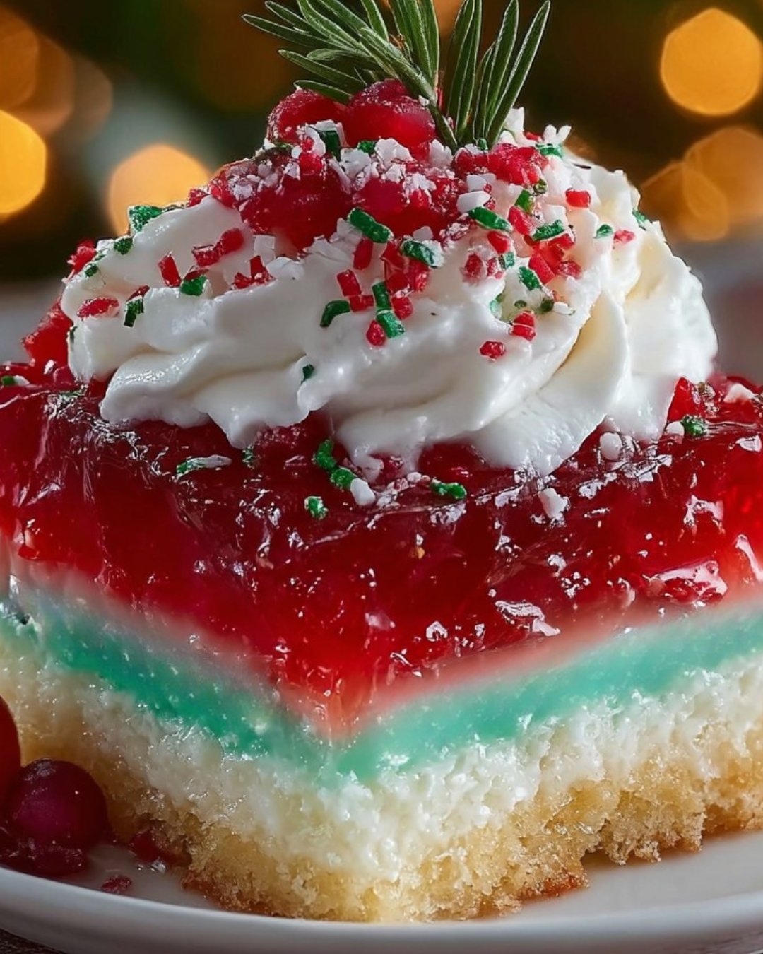 Holiday Poke Cake with Festive Gelatin and Whipped Topping: Delightful Treat for Your Celebrations!
