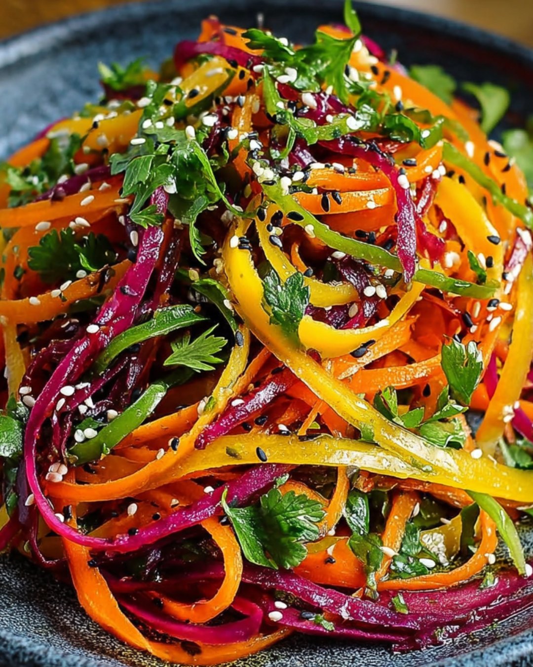 Shaved Rainbow Carrot Sesame Salad: Taste the Rainbow Today!