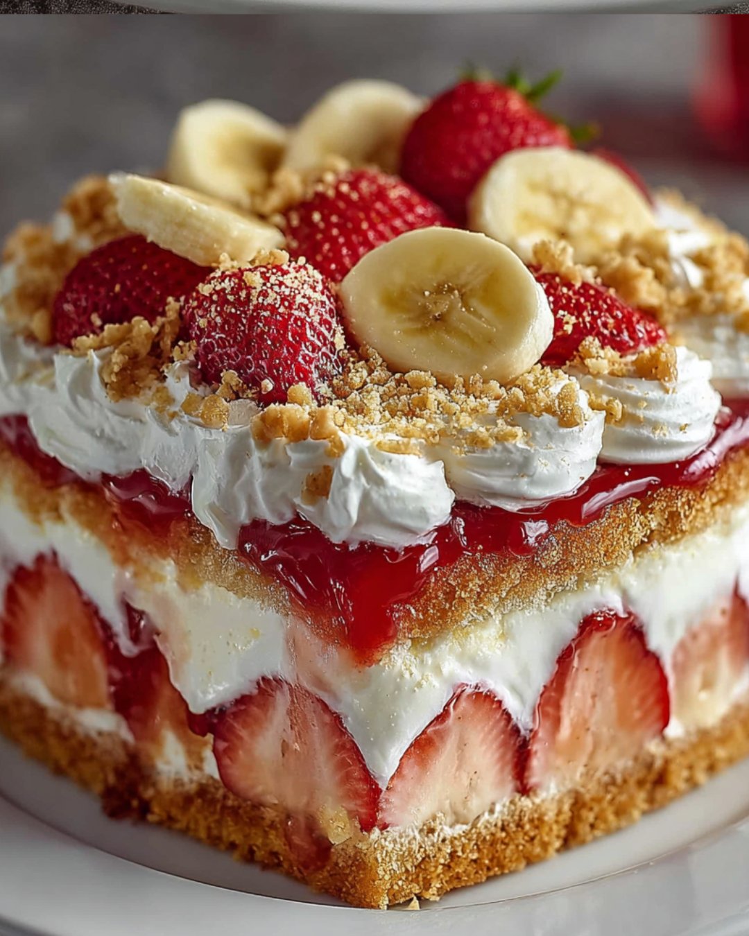 Half Strawberry Shortcake Half Banana Pudding Cake Delight!