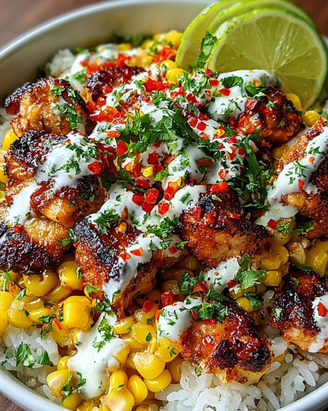 Chicken and Rice Bowls with Corn and Avocado Delight You!
