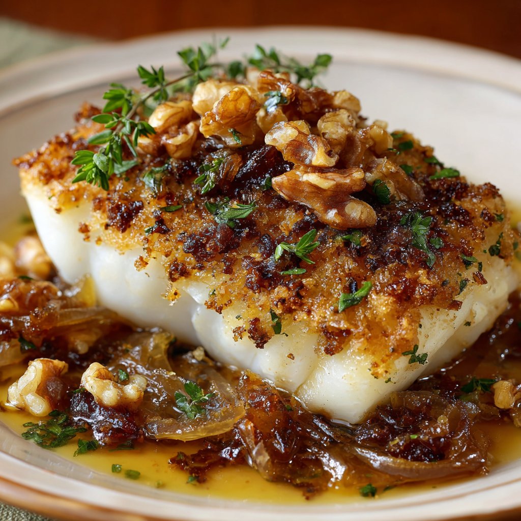 Caramelized Onion and Walnut-Crusted Chicken Delight!