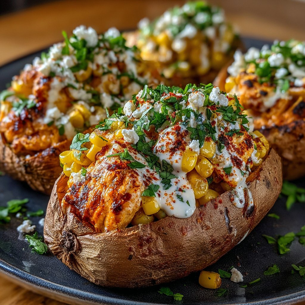 Street Corn Chicken Stuffed Sweet Potatoes Delight You!