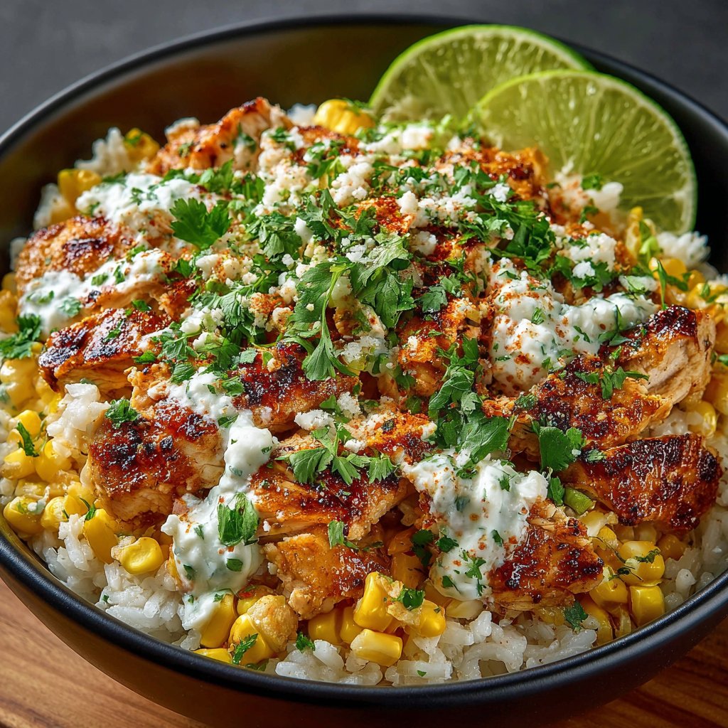 Zesty Street Corn Chicken Rice Bowl: A Flavorful Delight!