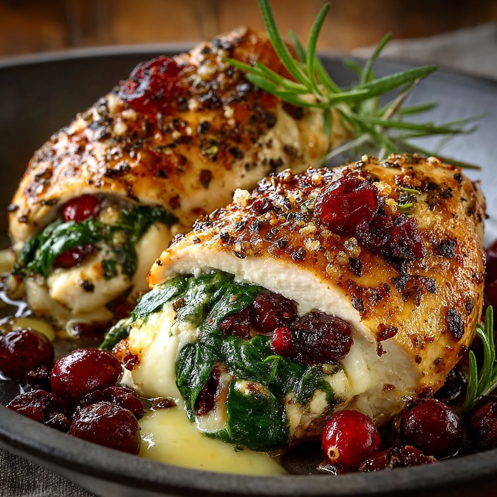 Cranberry & Spinach Stuffed Chicken with Brie Delight!