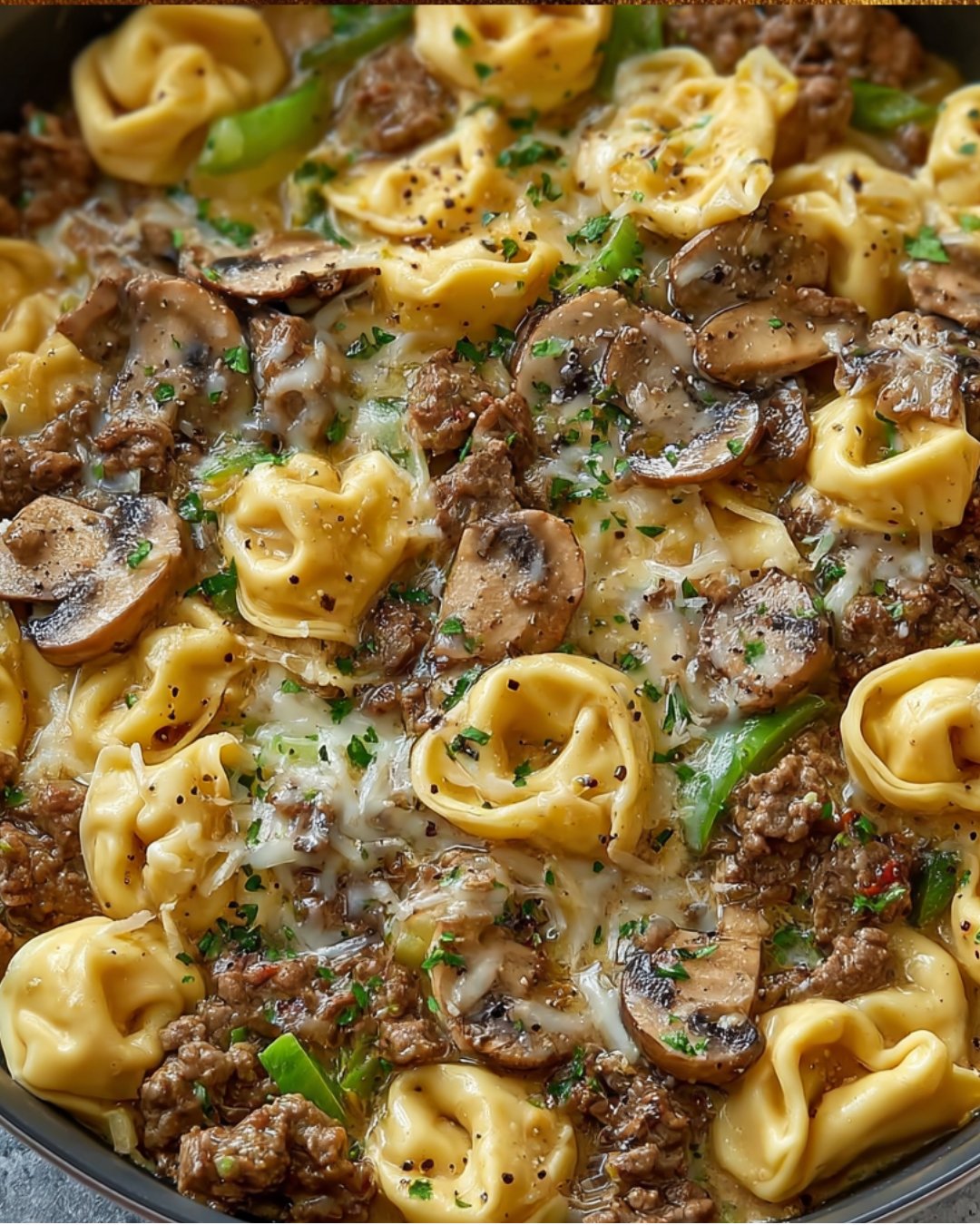 Creamy Beef and Mushroom Tortellini Skillet delights every bite!