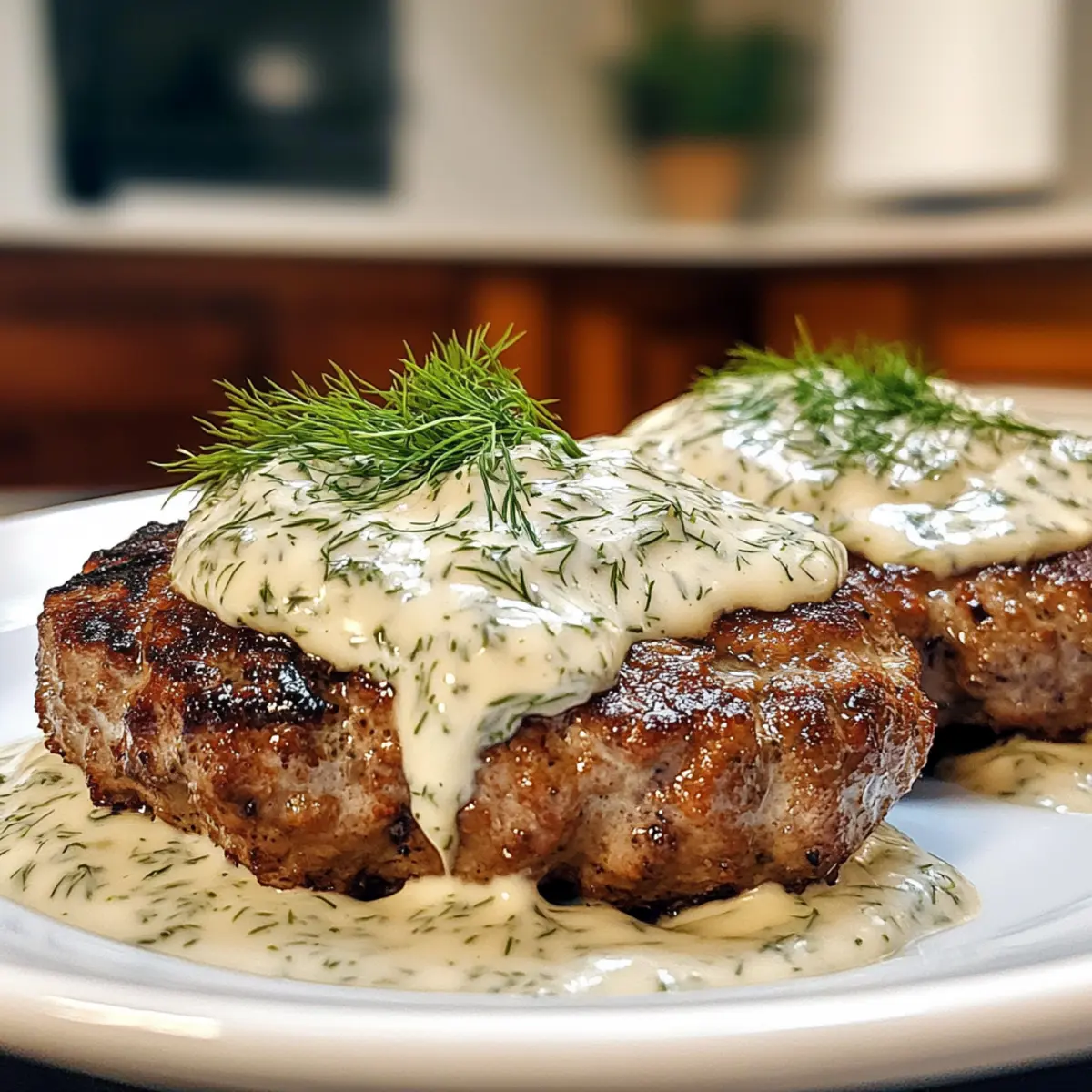 Melt-in-Your-Mouth Hamburger Steaks in Creamy Dill Sauce