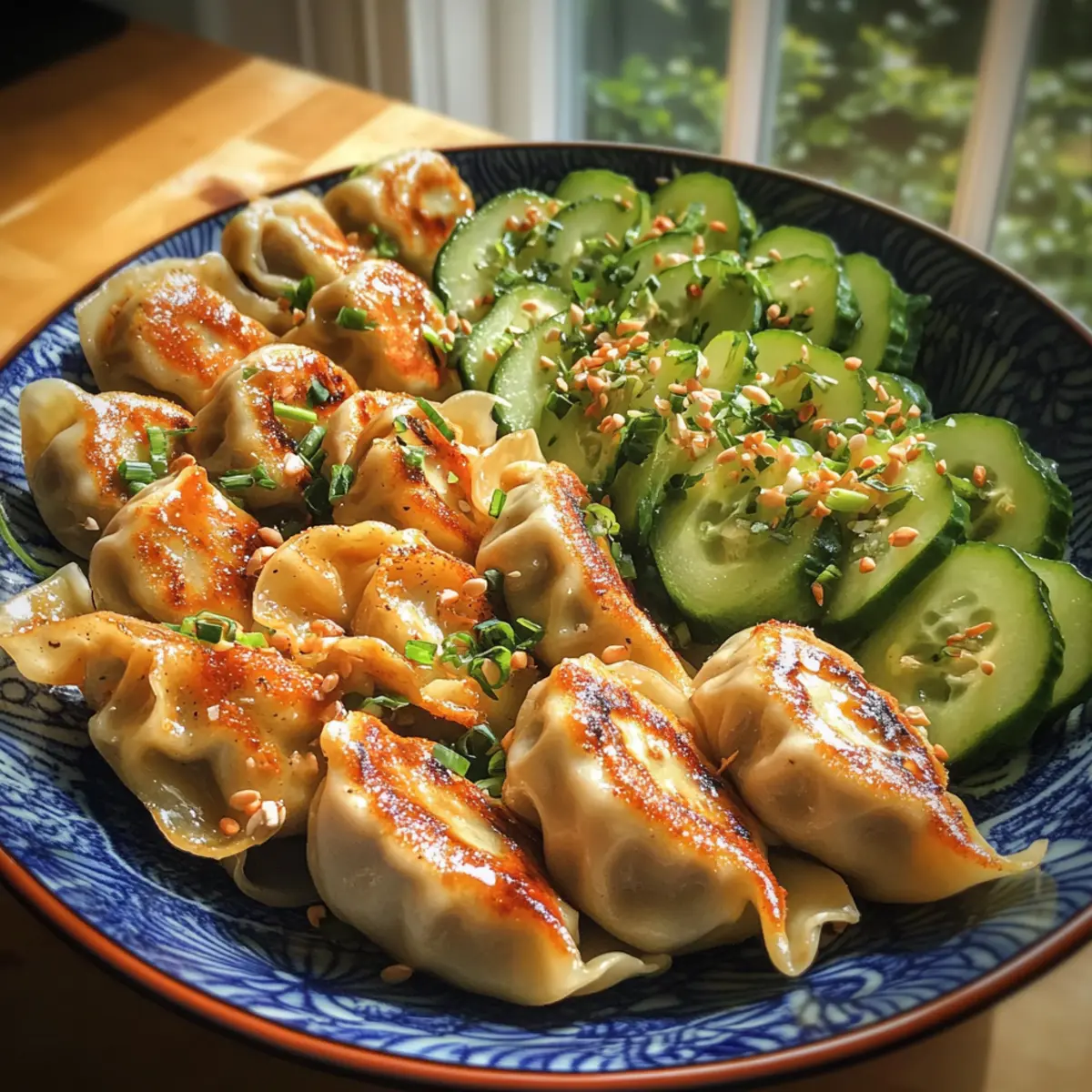 Dumpling and Smashed Cucumber Salad with Peanut Sauce Bliss