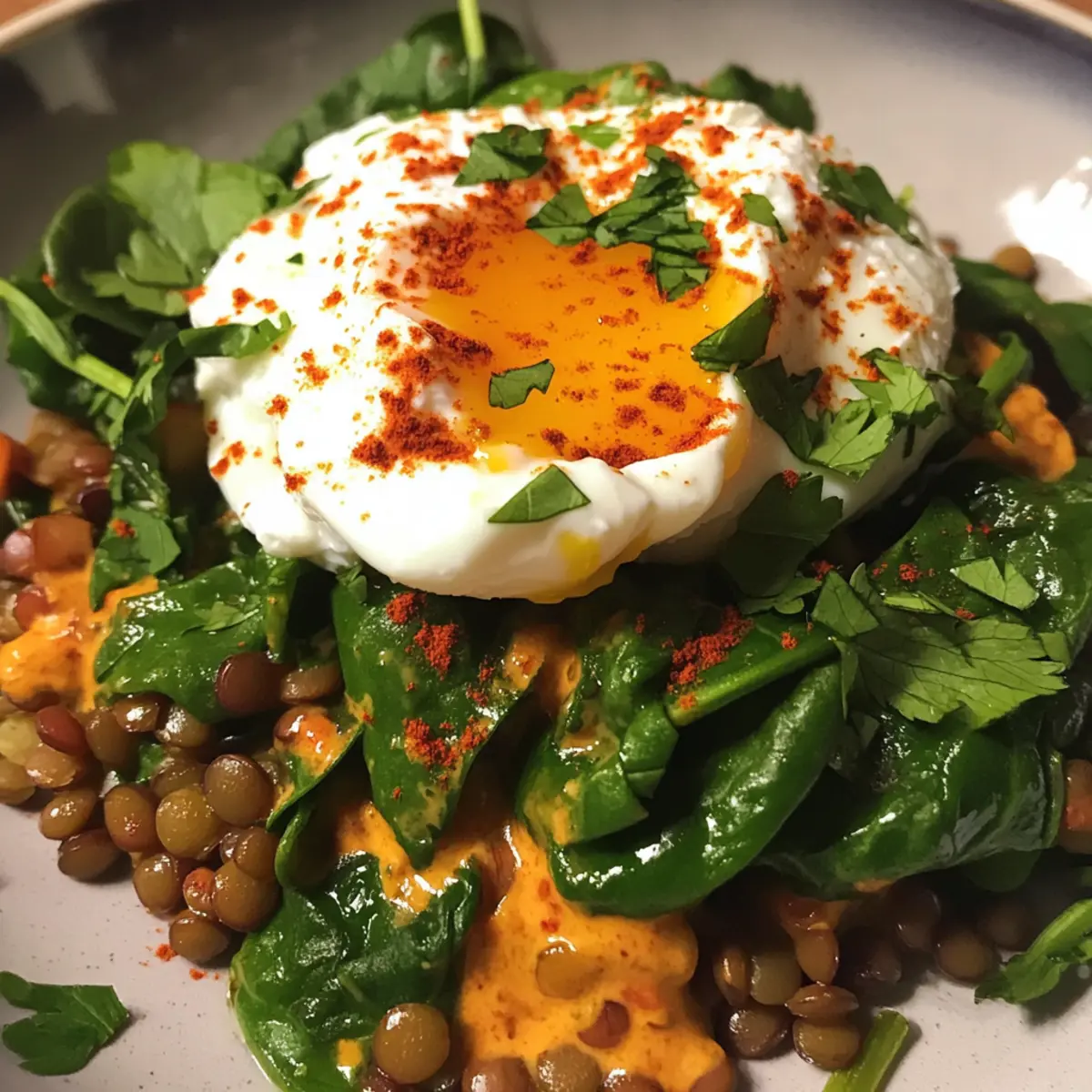 Eggcentric – Lentils, Poached Egg & Yogurt for Breakfast Bliss