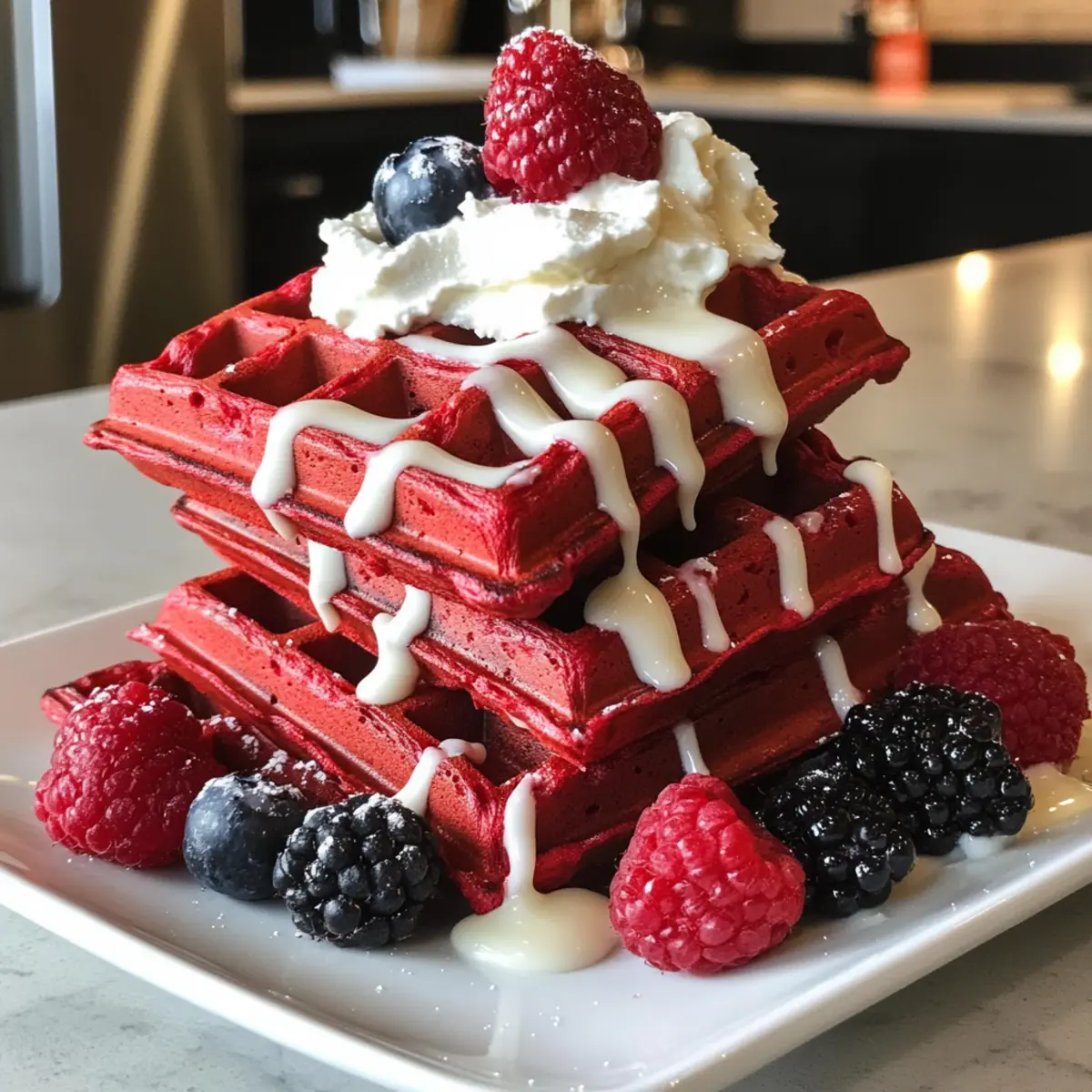 Irresistibly Fluffy Red Velvet Waffles With Cake Mix Delight