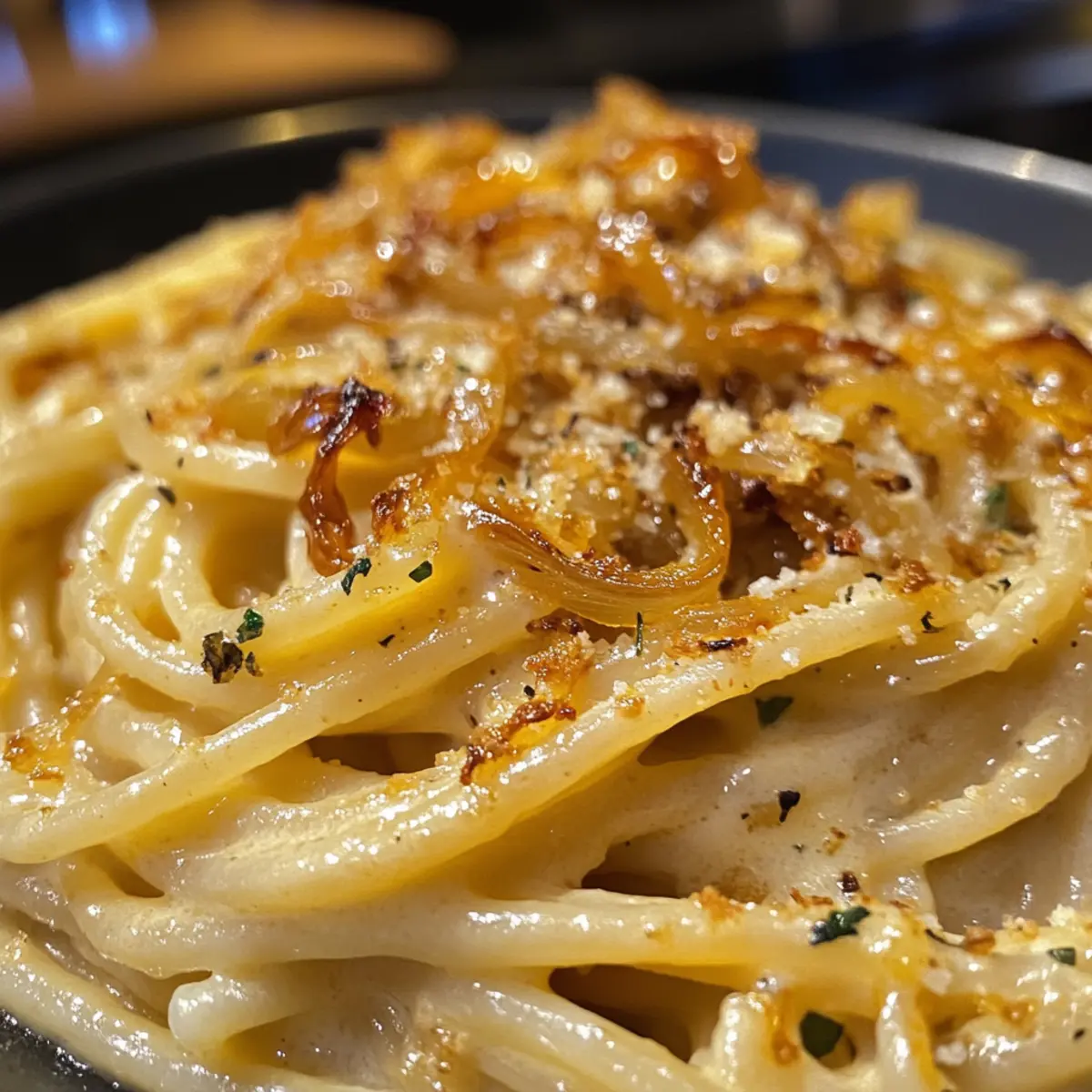 Creamy Vegan Caramelized Onion & Roasted Garlic Pasta Delight