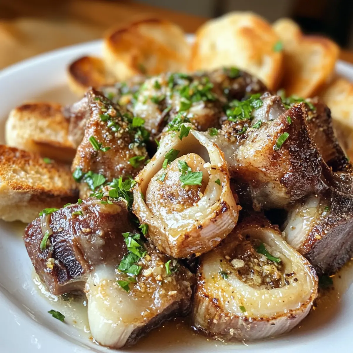 Tender Roasted Garlic Bone Marrow with Crispy Garlic Bliss