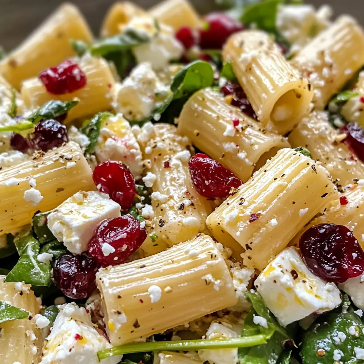Feta & Cranberry Rigatoni Salad with Lemon Vinaigrette Bliss