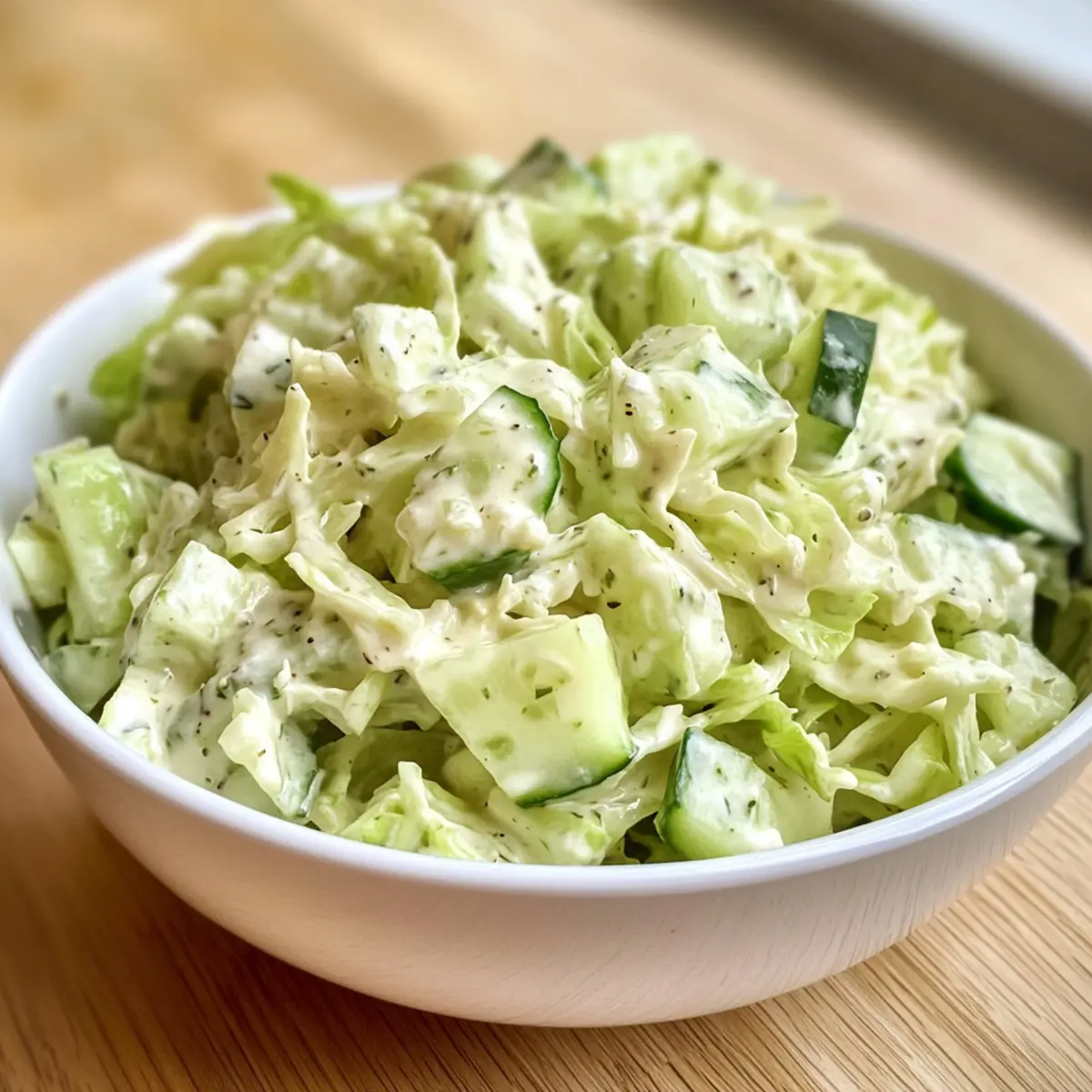 Delicious Creamy Peppery Coleslaw with Crunchy Cucumbers and Celery